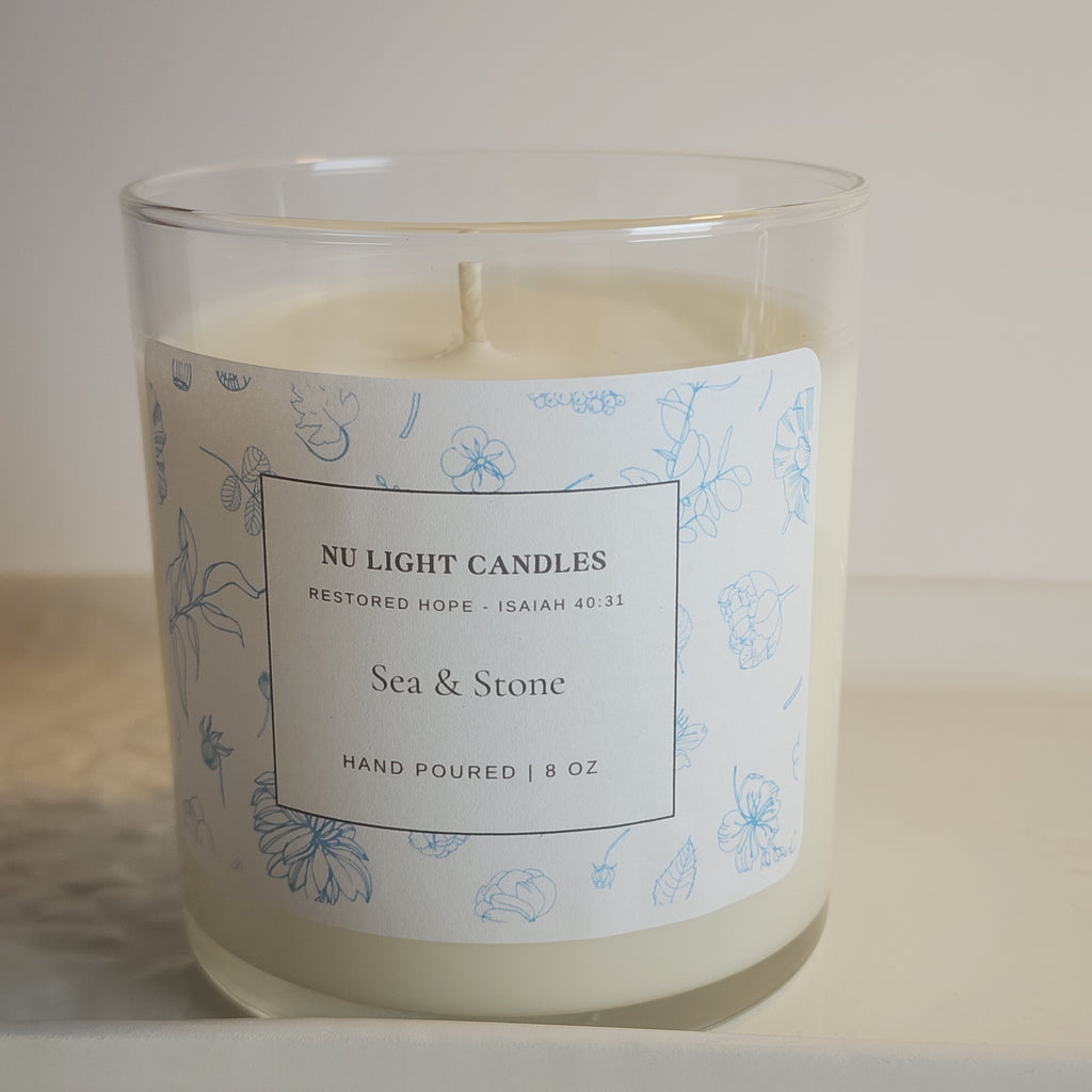 Sea and Stone Peace Candle – Christian Candle for Prayer, Calm and Spiritual Reflection