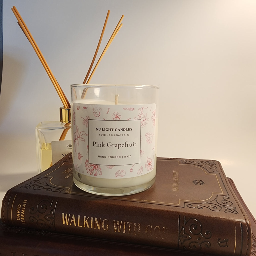 Pink Grapefruit Joy Candle – Uplifting Christian Candle for Prayer, Devotion &amp; Encouragement