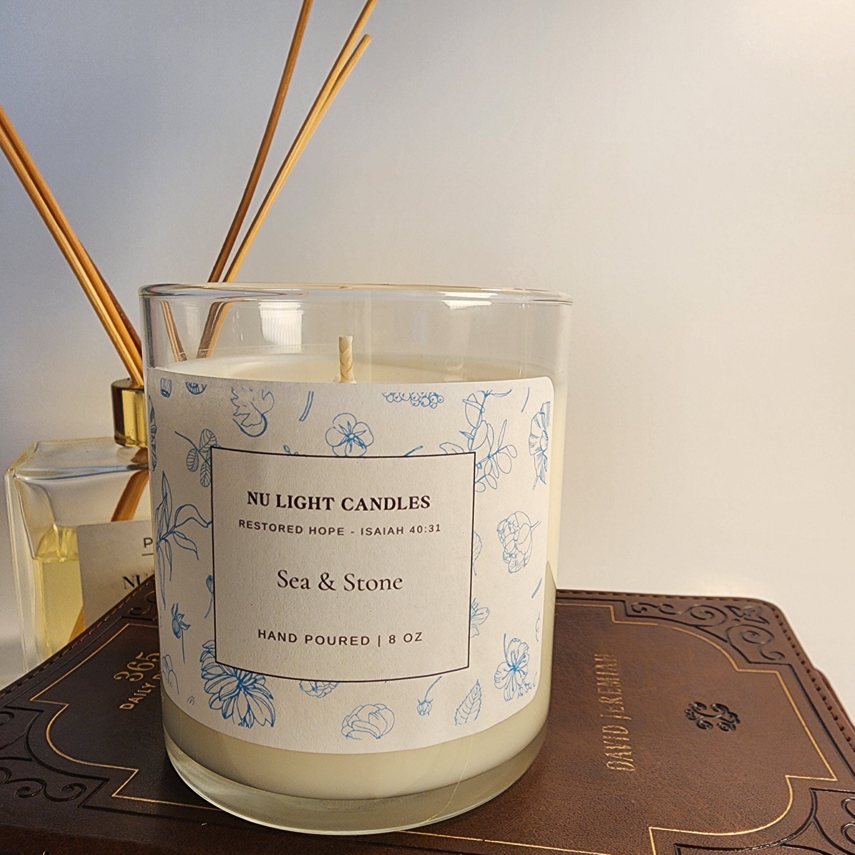 Sea and Stone Peace Candle – Christian Candle for Prayer, Calm and Spiritual Reflection