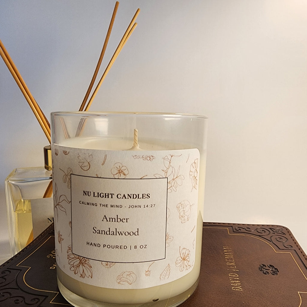 Amber Cedarwood Prayer Candle – Christian Candle for Peace, Prayer, Spiritual Reflection