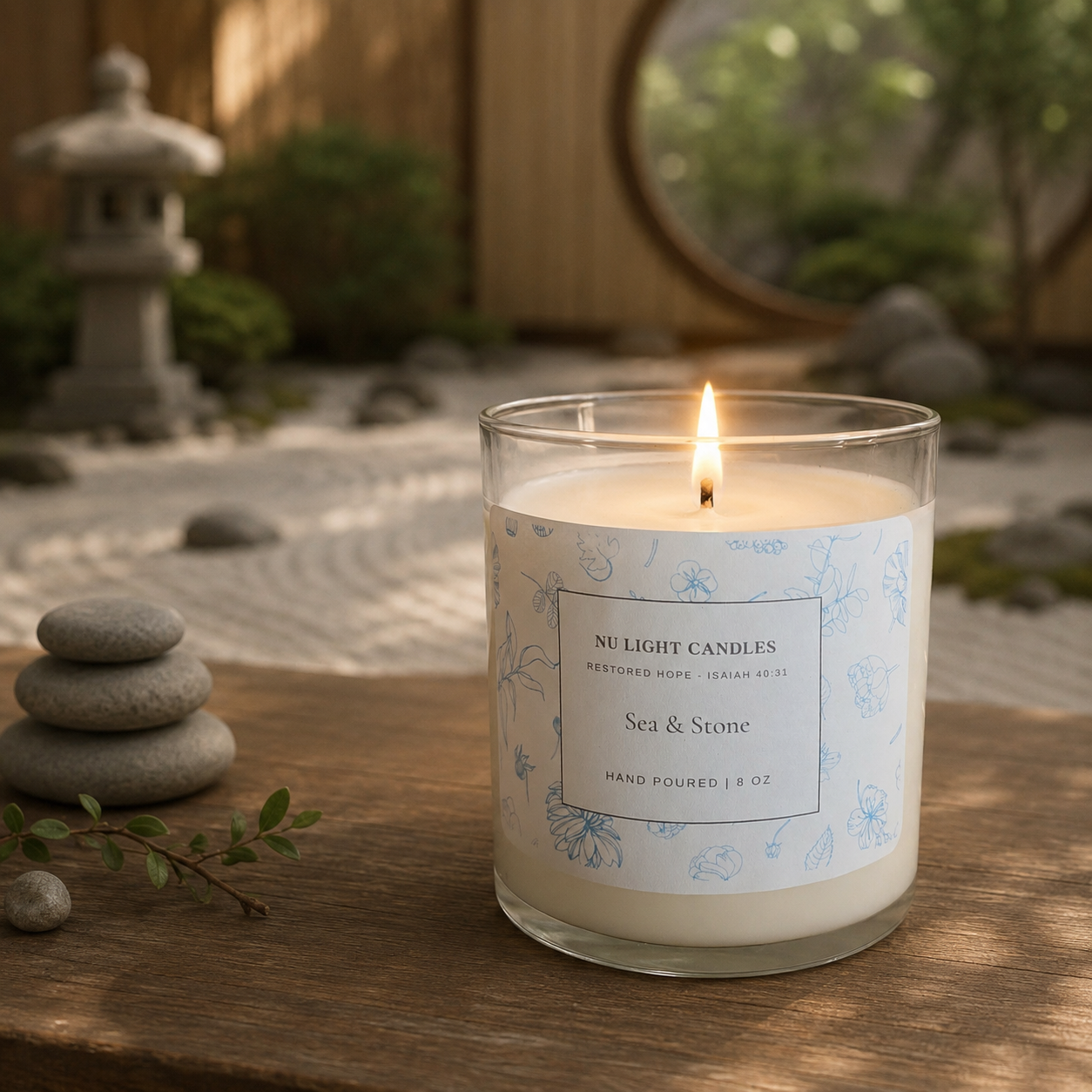 Sea and Stone Peace Candle – Christian Candle for Prayer, Calm and Spiritual Reflection