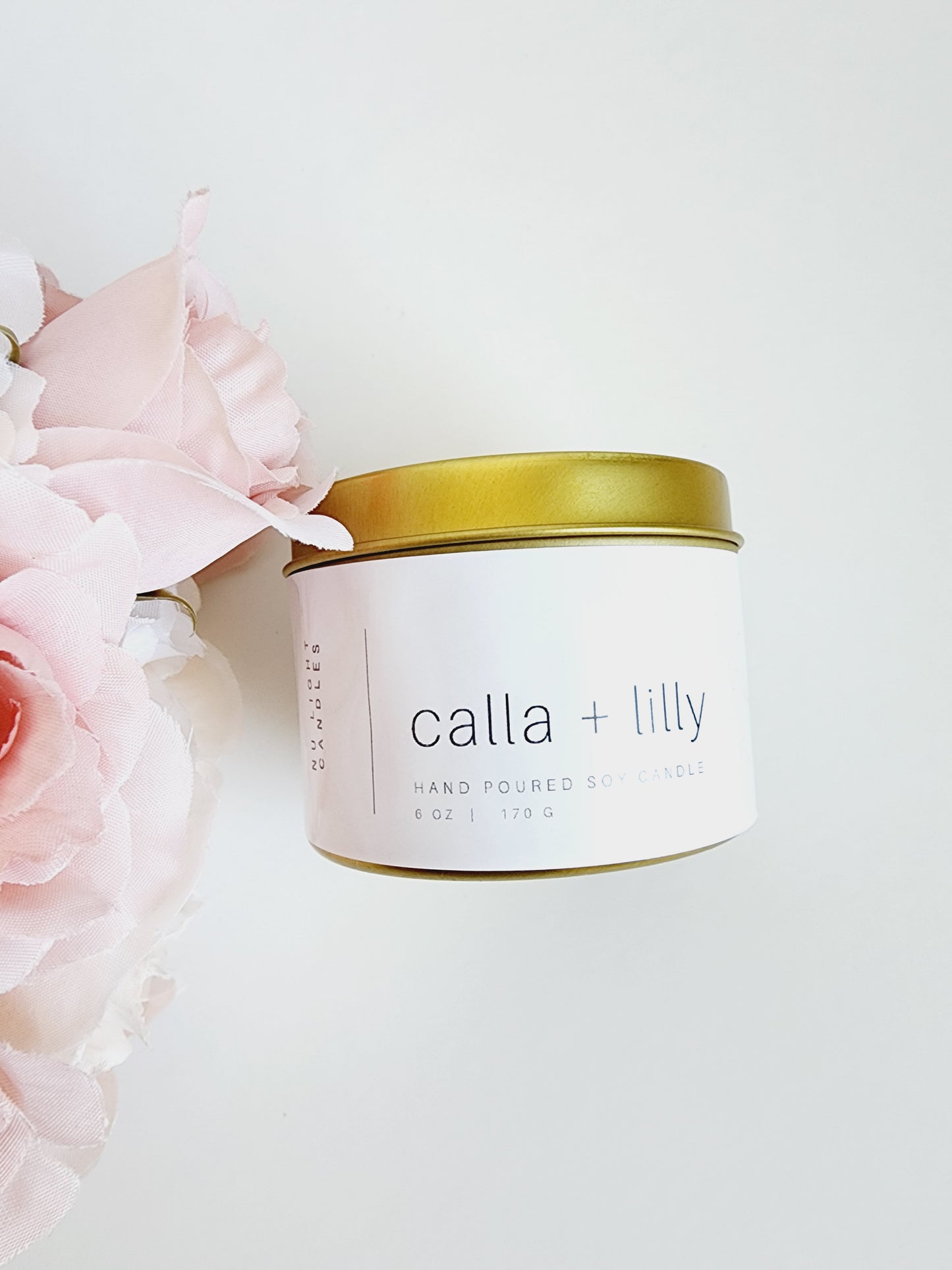 Calla Lilly Floral 6oz Gold Travel Tin Candle