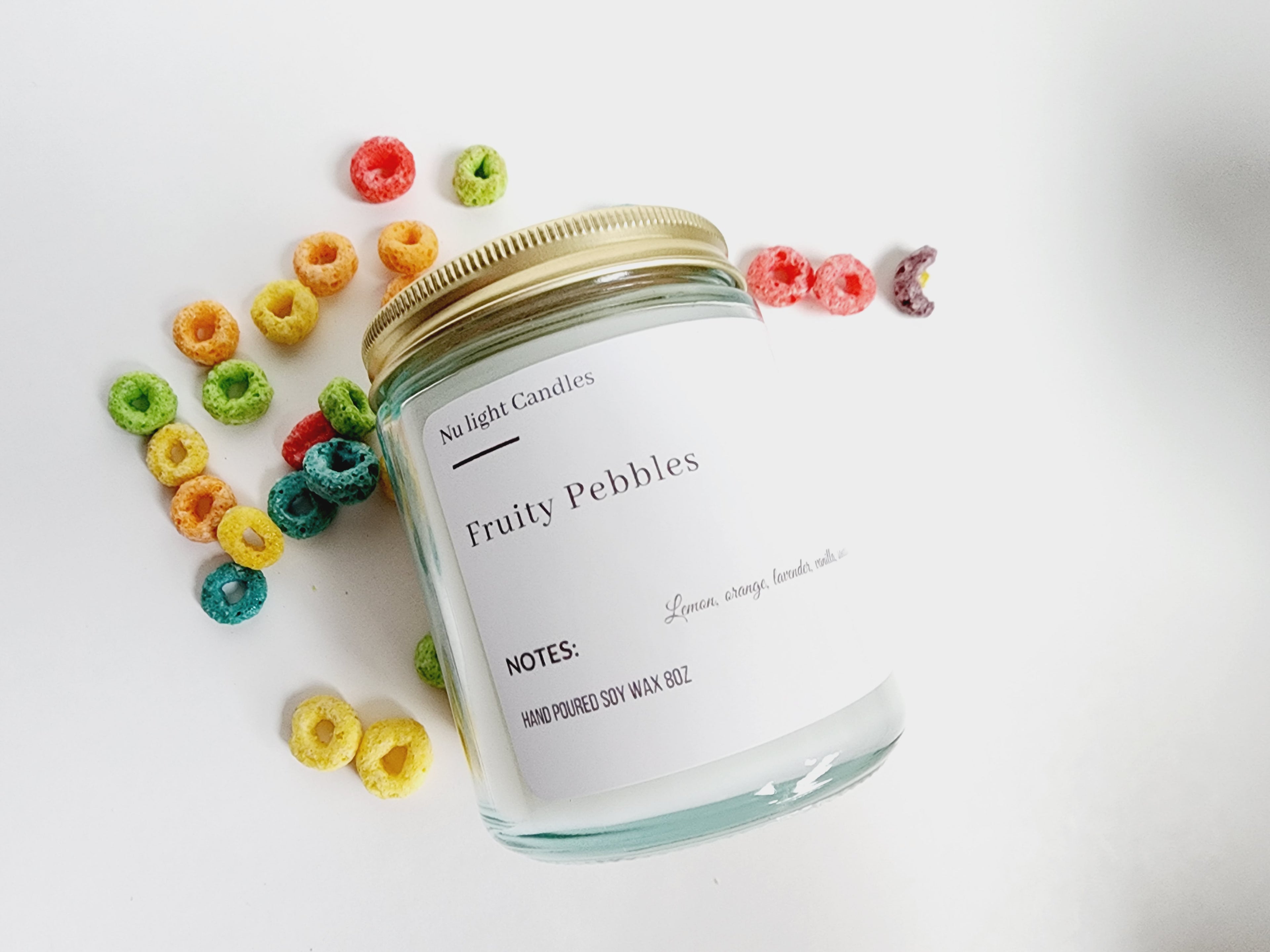Fruity Pebbles Cereal Candle All Natural Soy 8 0z Container Candle